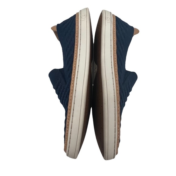 UGG Sammy Navy Rib Knit Leather Slip On Loafers Size 7 Women's - Picture 7 of 9
